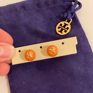 Tory Burch round stud logo earring